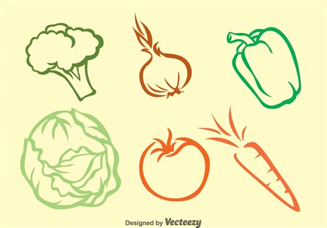 Vegetable Colors Outline Icons 99166 Vector Art at Vecteezy