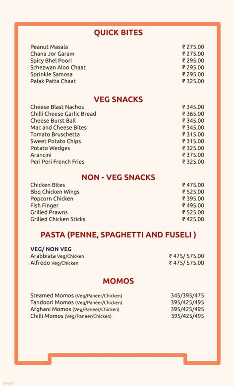 Menu of Drunken Detective by Paprika Park., Indirapuram, Delhi | Dineout