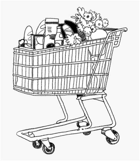 Transparent Shopping Cart Clipart - Full Shopping Trolley Drawing, HD Png Download - kindpng