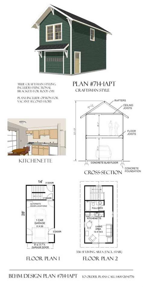 Craftsman Style Two Story Garage Plan 714-1apt | Garage plans with loft, Garage apartment plans ...