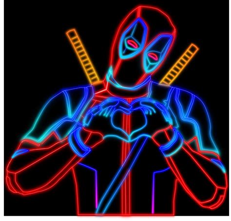 NEON LINE ART OF DEADPOOL.Made in inkscape : r/Inkscape