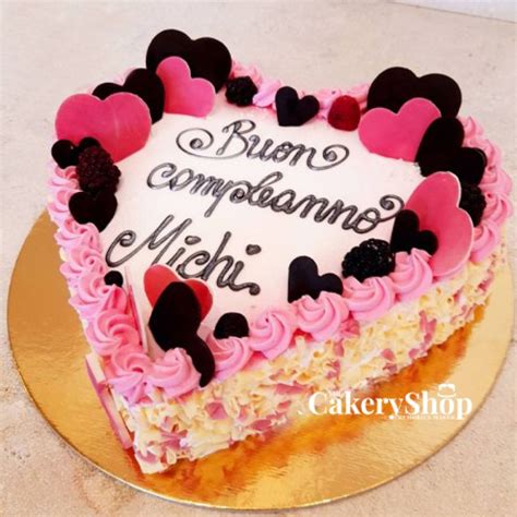 Order Fresh Pink Black Heart Cake Online | The Cakery Shop