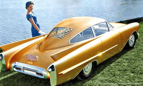 1954 Oldsmobile Cutlass Coupe Motorama show car. B&W photo colorized by ...