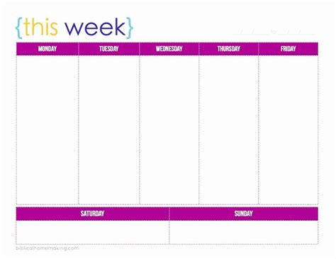 7 day weekly planner template printable calendar - 7 day weekly planner ...