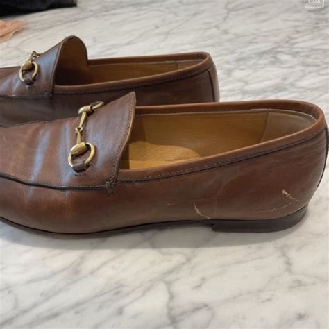 Worn but beautiful and timeless brown Gucci loafers... - Depop