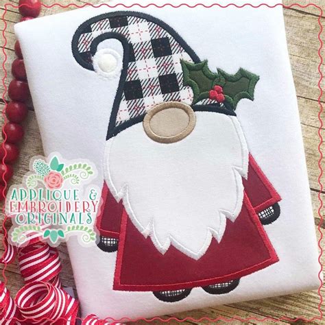 Applique & Embroidery Originals Digital Design 2178 Christmas Gnome All-in-one Applique Design ...