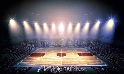 Basketball Court Lights Wall Sports Mural from Magic Murals