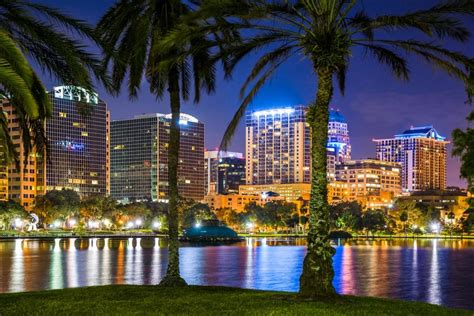 Orlando Florida, skyline, Lake Eola, cityscape, skyscrapers ...