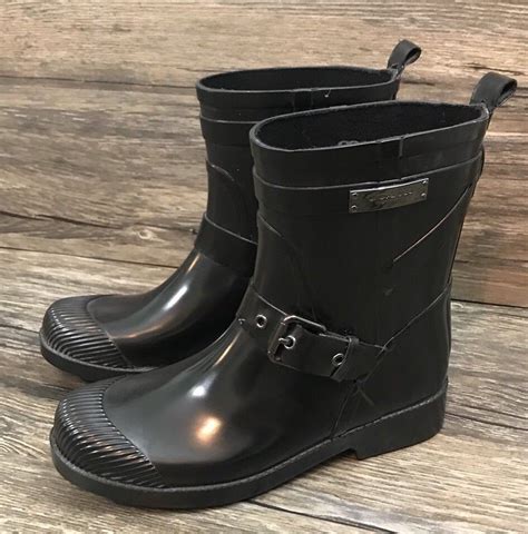 Coach Rain Boots Black Short Womens Sz 5* #Coach #Rainboots | Coach rain boots, Boots, Black boots