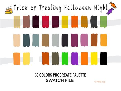 Halloween Color Palette, 120 Colors, 4 Swatches, HEX Codes for Party Night, Ipad, Procreate App ...