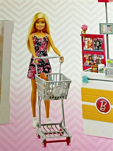 Barbie Doll And Supermarket Playset With 25 Grocery Store