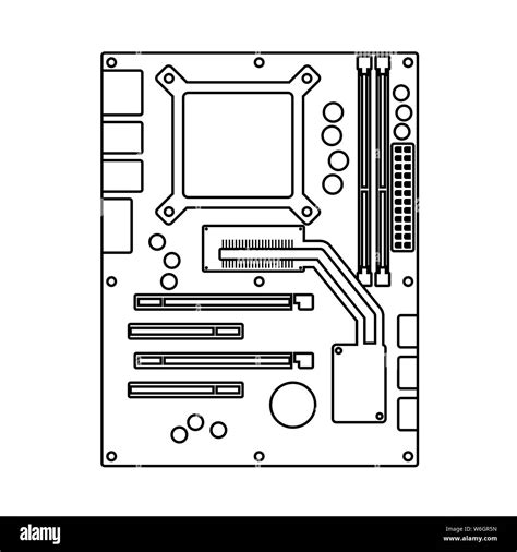 Motherboard Icon. Outline Simple Design With Editable Stroke. Vector ...