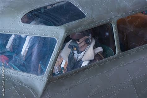 cockpit detail of world war two bomber with dummy pilot Stock Photo | Adobe Stock