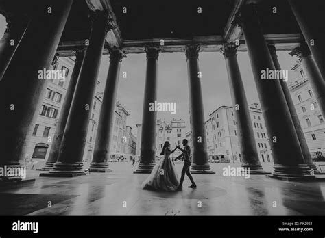 Lovely young wedding couple by Pantheon in Rome, Italy Stock Photo - Alamy