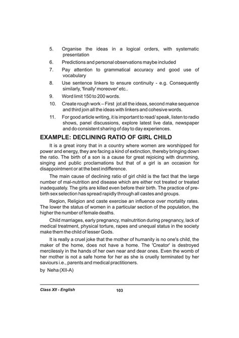 Article Writing Format Notes for Class 12 English (PDF) - OneEdu24