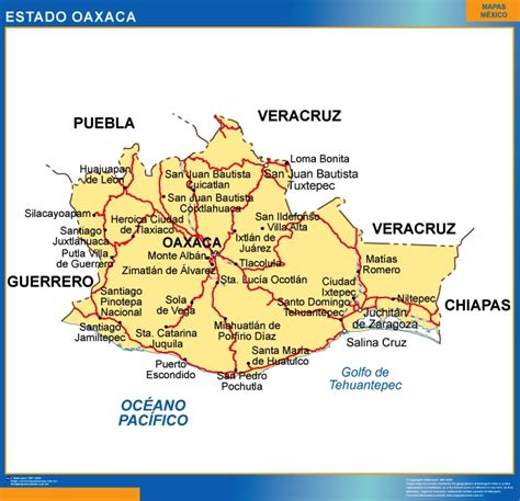 Mapa Estado Oaxaca | Mapas para México, USA y Canada de pared murales