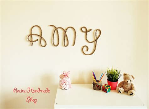 Large Rustic Wall Letters for Nursery Girl, Housewarming Gift Personalized, Rope Wall Art ...