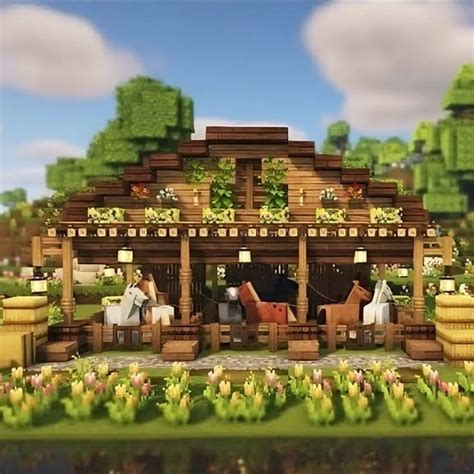 The BEST Minecraft House Ideas | Cute Horse Stable | Minecraft houses, Minecraft farm, Minecraft ...