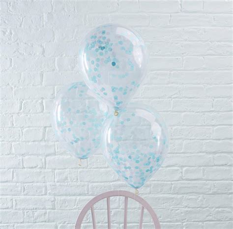 Blue Confetti Filled Balloons by Favour Lane