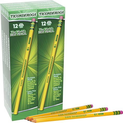 96-Count (8 Boxes of 12) Dixon Ticonderoga HB #2 Pencil w/ Erasers $10. ...