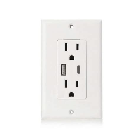 TruePower Electrical Duplex Outlet Receptacle with 2-USB Ports, 1-High Power USB-C Port and ...