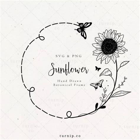 Sunflower and Butterfly SVG & PNG Wreath Clipart Sublimation - Etsy