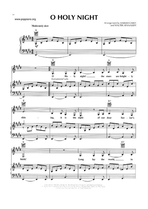 Mariah Carey-O Holy Night Sheet Music pdf, - Free Score Download ★