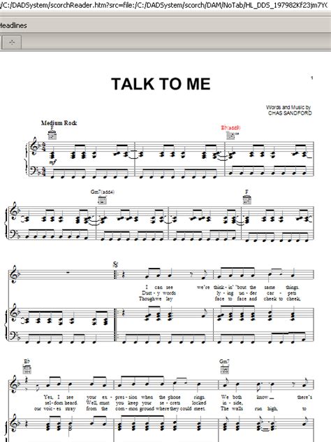 Talk To Me | Sheet Music Direct