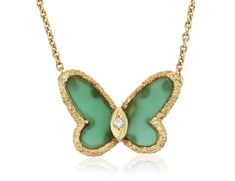 VAN CLEEF & ARPELS CHRYSOPRASE AND DIAMOND BUTTERFLY NECKLACE | Pink diamond, Butterfly necklace ...