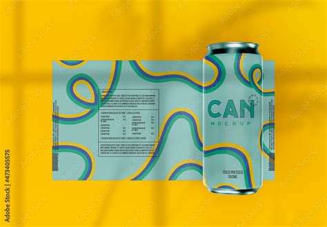 3D Top View of Soda Can Label Mockup Stock Template | Adobe Stock