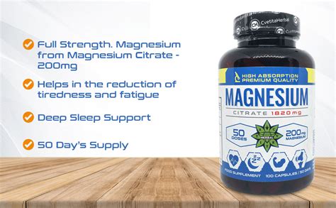 Magnesium Citrate |1820mg per dose | 300 Capsules | 10 Month's Supply ...