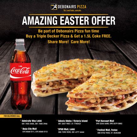 Made In Naija...: Debonairs Amazing Easter Offer! Buy a Triple Decker Pizza & Get a 1.5L Coke ...