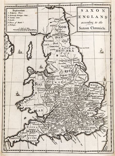 Map of Anglo-Saxon England - Stock Image - C021/7765 - Science Photo Library