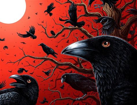 Spooky Crows Art Print murder - Etsy