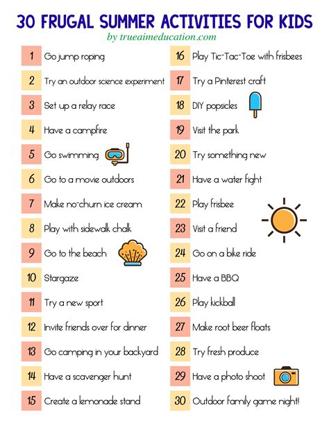 30 Frugal Summer Activities + A Free Printable