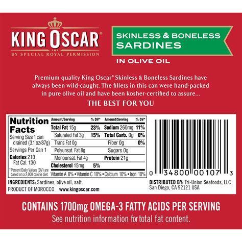 Skinless Boneless Sardines Nutritional Value - Nutrition Pics