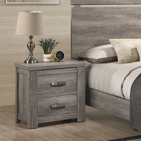 Floren Contemporary Weathered Gray Wood Two-Drawer Nightstand - Walmart.com