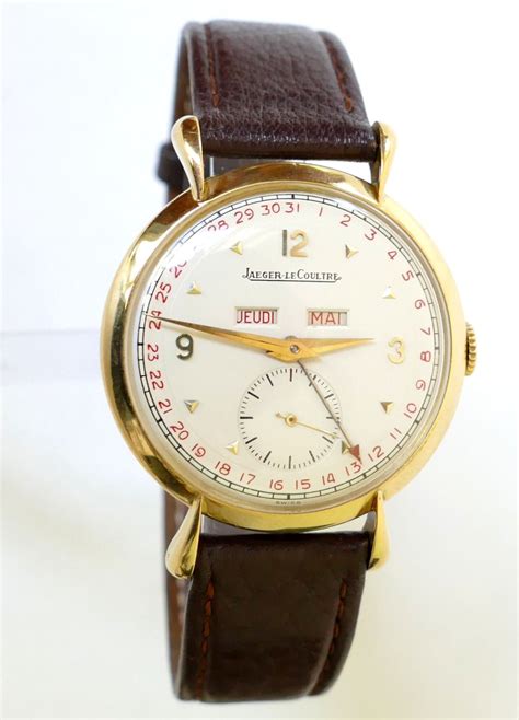 Vintage Jaeger-LeCoultre 18K Solid Gold Triple Date Watch - Farfo.com