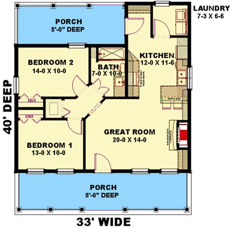 Plan 25013DH: Cottage with 8'-Deep Front and Back Porches | Cottage ...