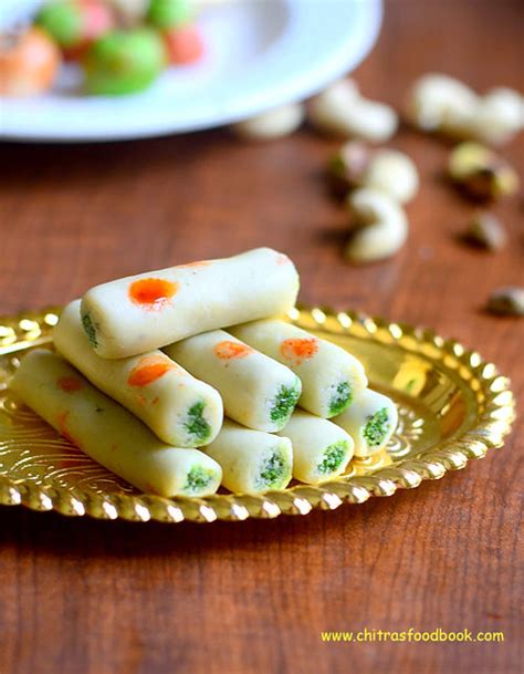 Kaju Pista Roll Recipe – Kaju Roll Recipe – Cashew Pista Roll | Chitra's Food Book