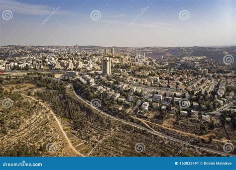 Aerial View To the Outskirts of Jerusalem. Suburb Road and Perspective ...