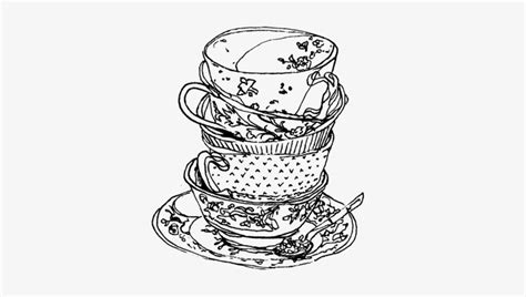 Drawn Tea Cup Victorian - Line Art Transparent PNG - 363x420 - Free Download on NicePNG