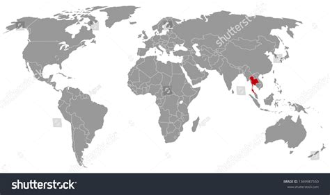 Thailand On World Map: vector de stock (libre de regalías) 1369987550 | Shutterstock