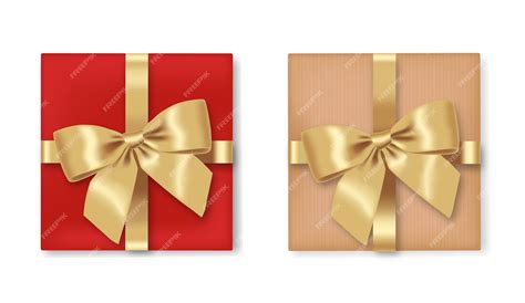 Premium Vector | Christmas gift, realistic box and bow, isolated ribbon ...