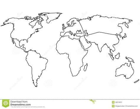 World Map Continents Outline - California southern Map