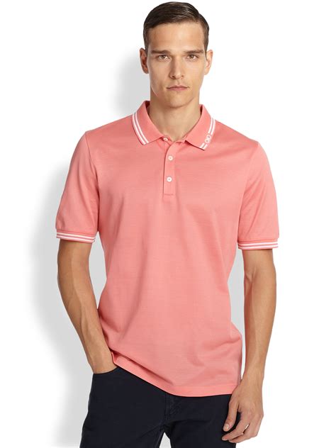 Lyst - Ferragamo Striped Cotton Polo in Pink for Men