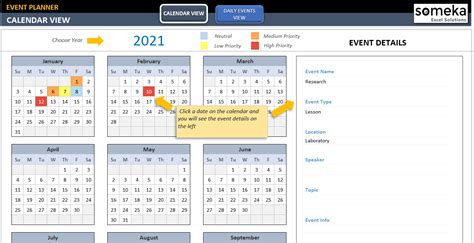 Dynamic Event Calendar Template Interactive Excel Calendar | Free Nude ...