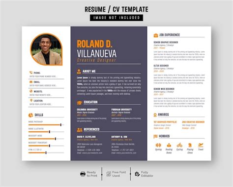 Premium Vector | Vector clean and modern landscape resume portfolio or ...