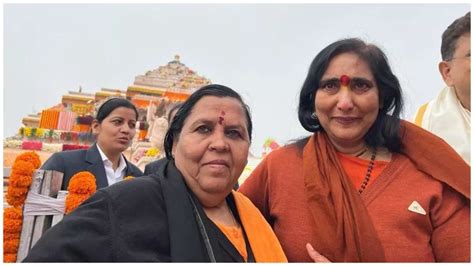 Ram Temple: Sadhvi Ritambhara and Uma Bharti shed tears of joy, hug each other in Ayodhya – India TV