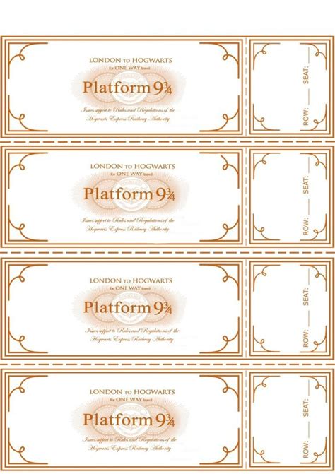 Free Harry Potter Hogwarts Express Ticket Template plus links to downloads, tutorial, sitting ...